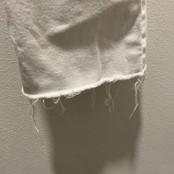 Zara Button Fly White Raw Hem Jeans Size 8 - Picture 4 of 5
